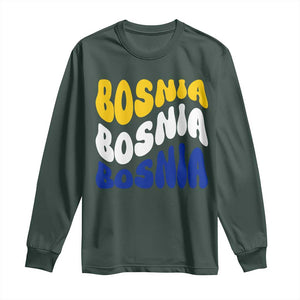 Groovy Retro Bosnia Long Sleeve Shirt Proud Bosnian Balkan Heritage Gift