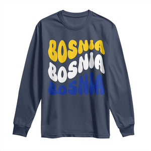 Groovy Retro Bosnia Long Sleeve Shirt Proud Bosnian Balkan Heritage Gift