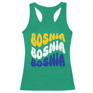 Groovy Retro Bosnia Racerback Tank Top Proud Bosnian Balkan Heritage Gift