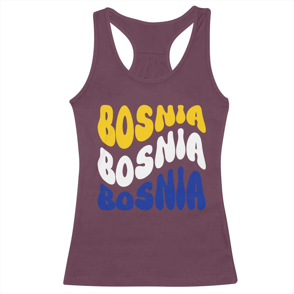 Groovy Retro Bosnia Racerback Tank Top Proud Bosnian Balkan Heritage Gift