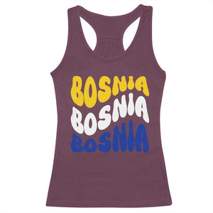 Groovy Retro Bosnia Racerback Tank Top Proud Bosnian Balkan Heritage Gift
