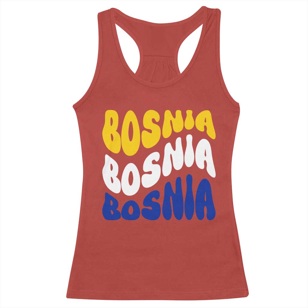 Groovy Retro Bosnia Racerback Tank Top Proud Bosnian Balkan Heritage Gift