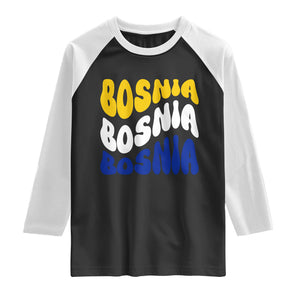 Groovy Retro Bosnia Raglan Shirt Proud Bosnian Balkan Heritage Gift