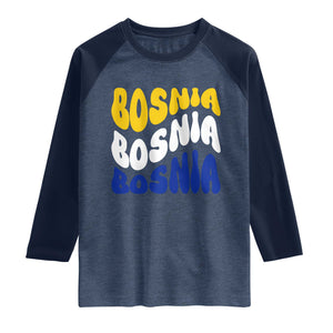 Groovy Retro Bosnia Raglan Shirt Proud Bosnian Balkan Heritage Gift