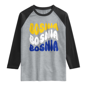 Groovy Retro Bosnia Raglan Shirt Proud Bosnian Balkan Heritage Gift