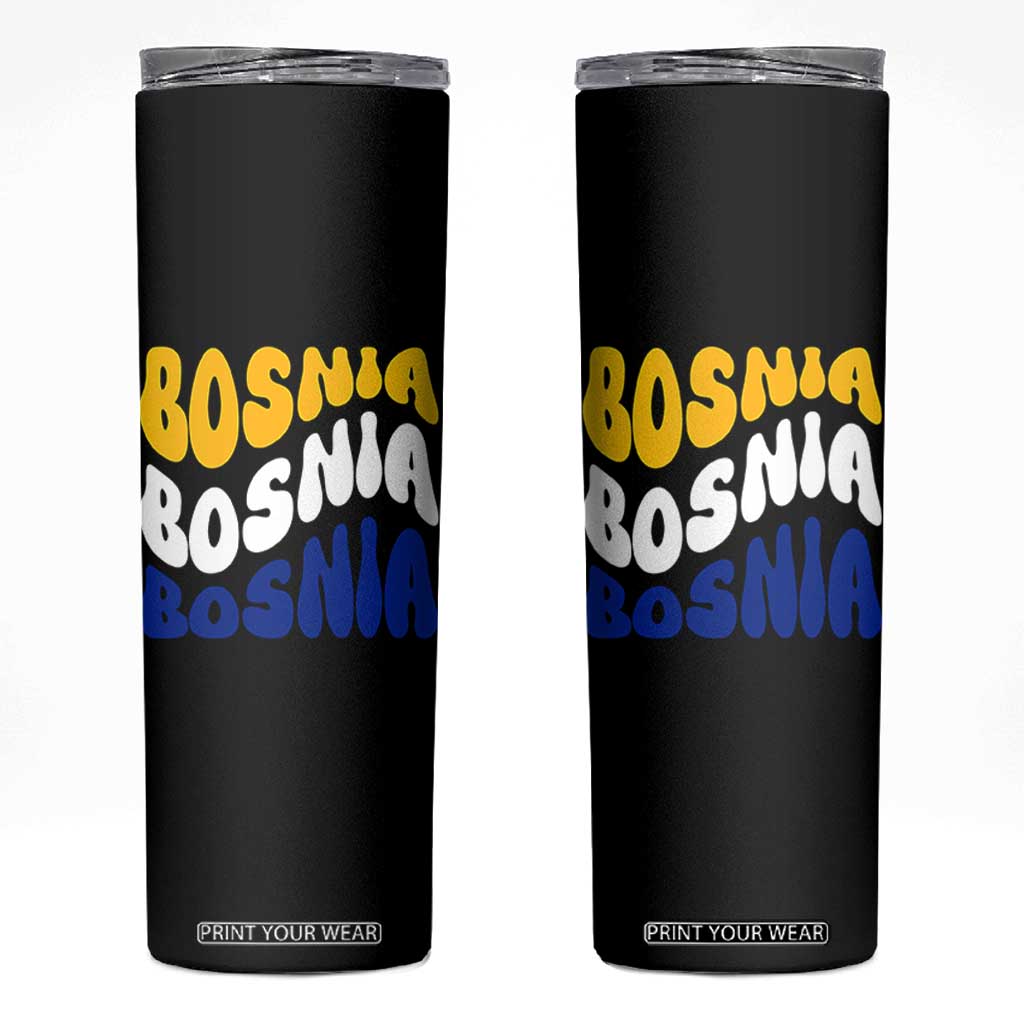 Groovy Retro Bosnia Skinny Tumbler Proud Bosnian Balkan Heritage Gift