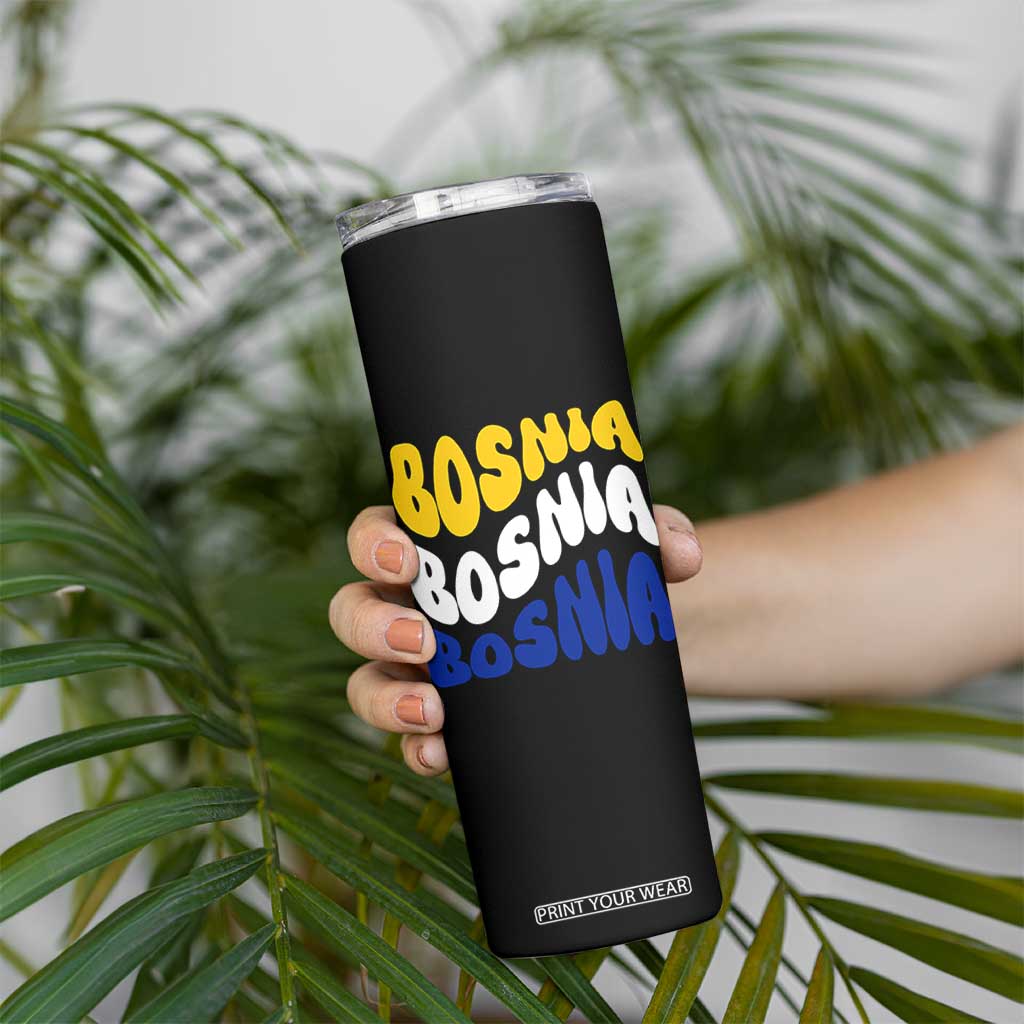 Groovy Retro Bosnia Skinny Tumbler Proud Bosnian Balkan Heritage Gift