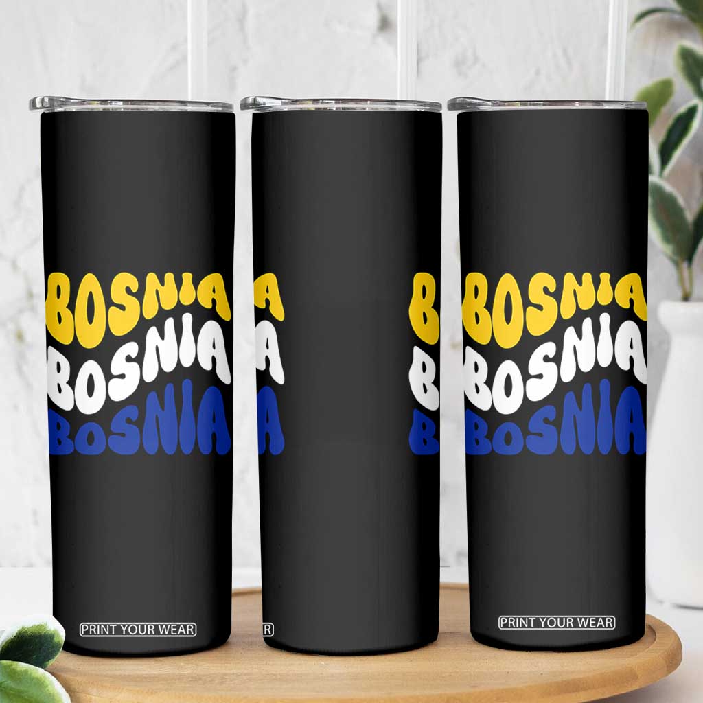 Groovy Retro Bosnia Skinny Tumbler Proud Bosnian Balkan Heritage Gift