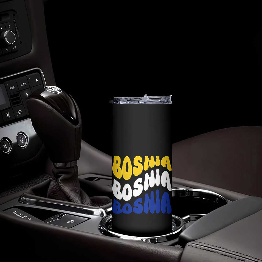 Groovy Retro Bosnia Skinny Tumbler Proud Bosnian Balkan Heritage Gift