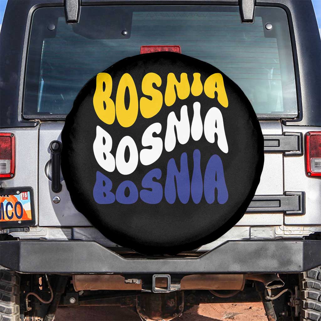 Groovy Retro Bosnia Spare Tire Cover Proud Bosnian Balkan Heritage Gift TS12 No hole Black Print Your Wear