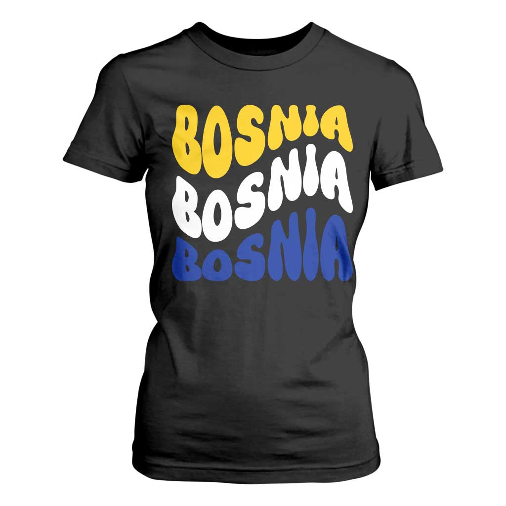 Groovy Retro Bosnia T Shirt For Women Proud Bosnian Balkan Heritage Gift