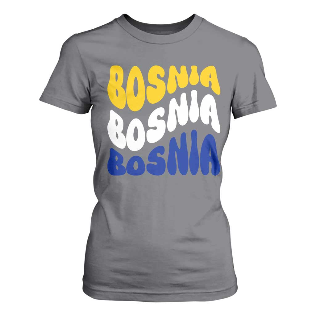 Groovy Retro Bosnia T Shirt For Women Proud Bosnian Balkan Heritage Gift