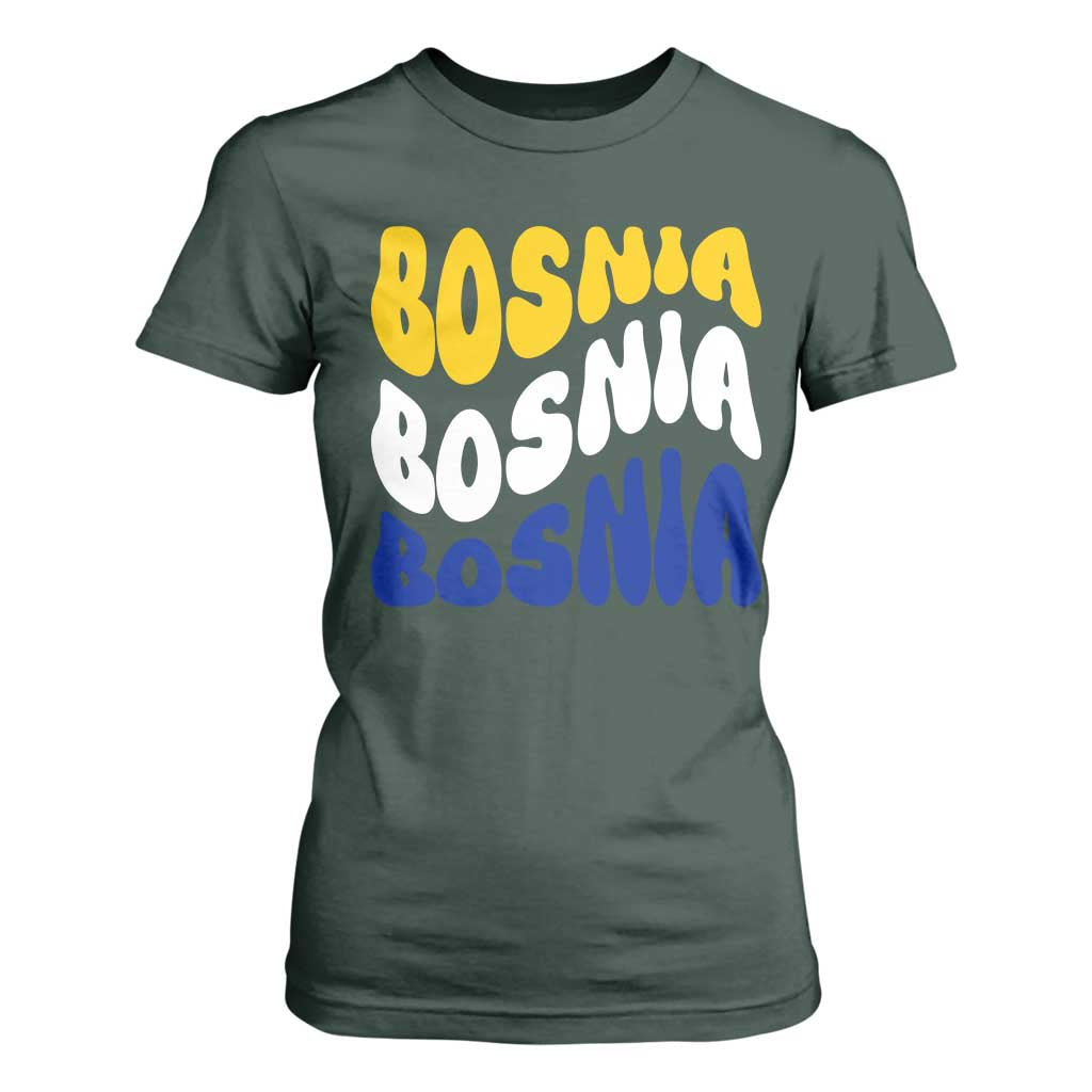Groovy Retro Bosnia T Shirt For Women Proud Bosnian Balkan Heritage Gift