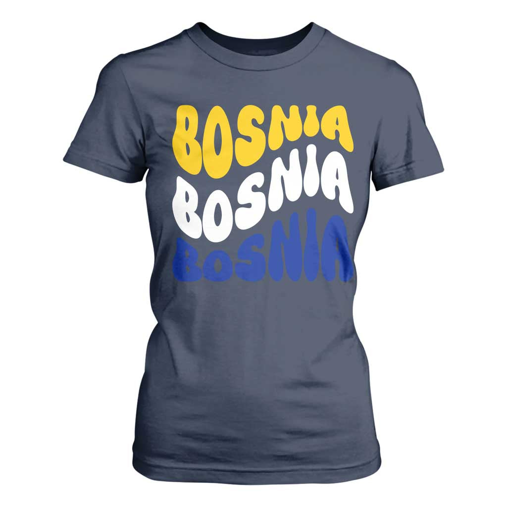 Groovy Retro Bosnia T Shirt For Women Proud Bosnian Balkan Heritage Gift