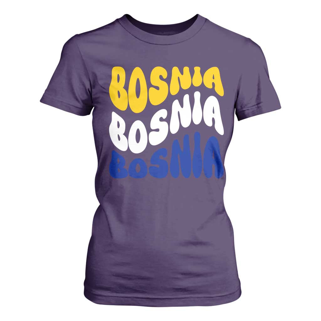 Groovy Retro Bosnia T Shirt For Women Proud Bosnian Balkan Heritage Gift
