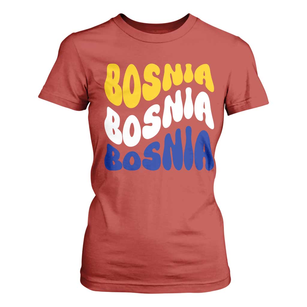 Groovy Retro Bosnia T Shirt For Women Proud Bosnian Balkan Heritage Gift