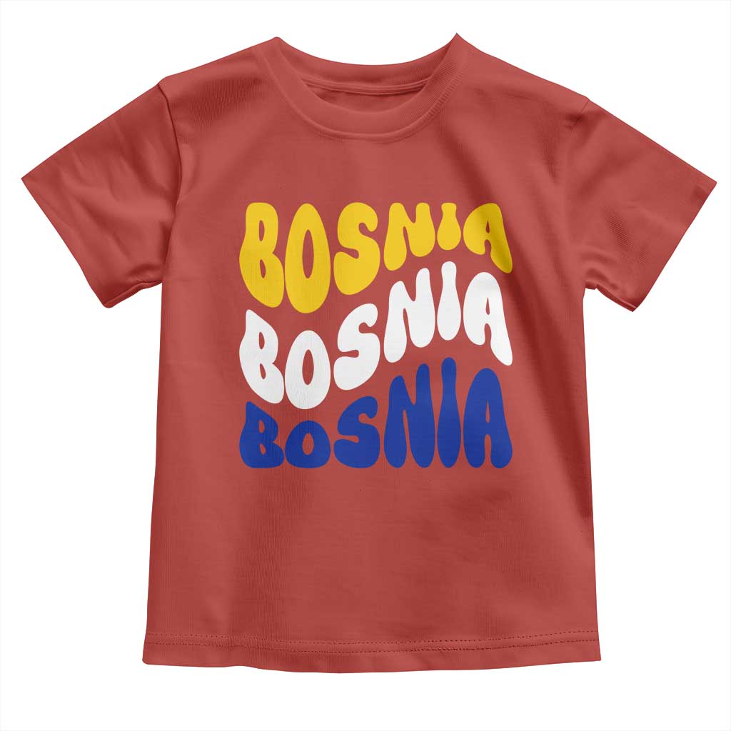 Groovy Retro Bosnia Toddler T Shirt Proud Bosnian Balkan Heritage Gift
