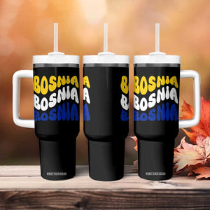 Groovy Retro Bosnia Tumbler With Handle Proud Bosnian Balkan Heritage Gift