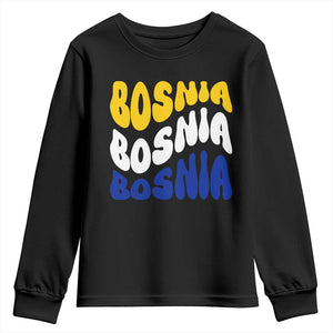 Groovy Retro Bosnia Youth Sweatshirt Proud Bosnian Balkan Heritage Gift