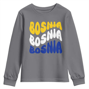 Groovy Retro Bosnia Youth Sweatshirt Proud Bosnian Balkan Heritage Gift