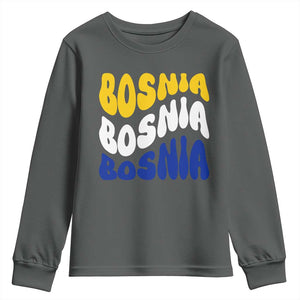 Groovy Retro Bosnia Youth Sweatshirt Proud Bosnian Balkan Heritage Gift