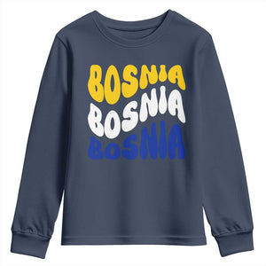 Groovy Retro Bosnia Youth Sweatshirt Proud Bosnian Balkan Heritage Gift