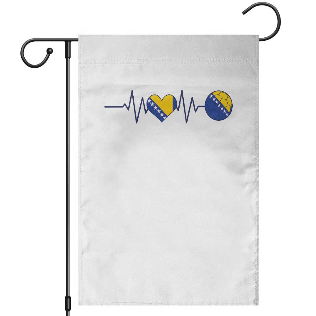 Bosnian Fudbal Heartbeat Garden Flag Bosnia And Herzegovina Soccer Fan Gift