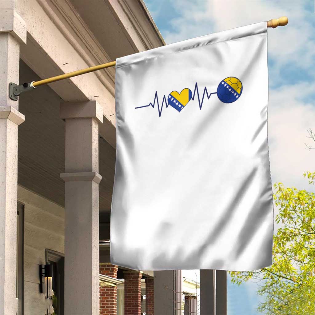 Bosnian Fudbal Heartbeat Garden Flag Bosnia And Herzegovina Soccer Fan Gift