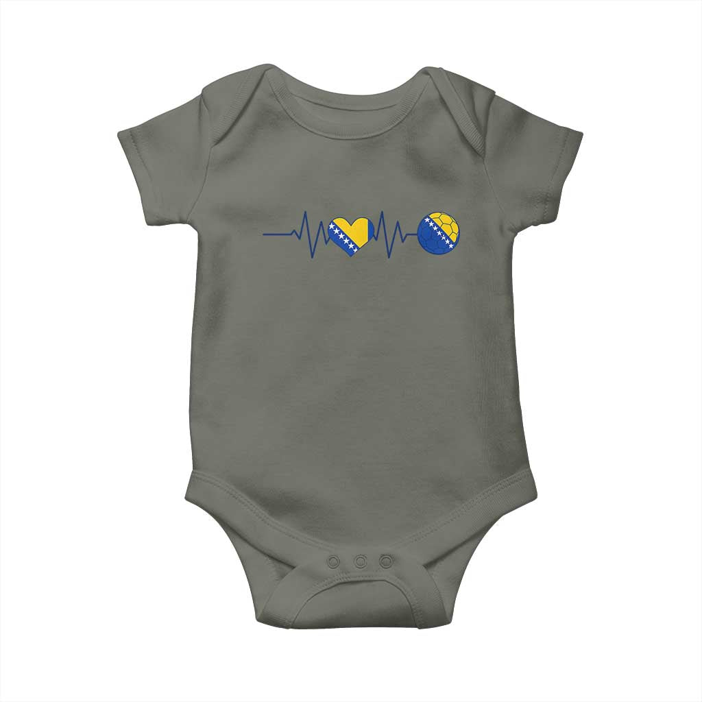 Bosnian Fudbal Heartbeat Baby Onesie Bosnia And Herzegovina Soccer Fan Gift