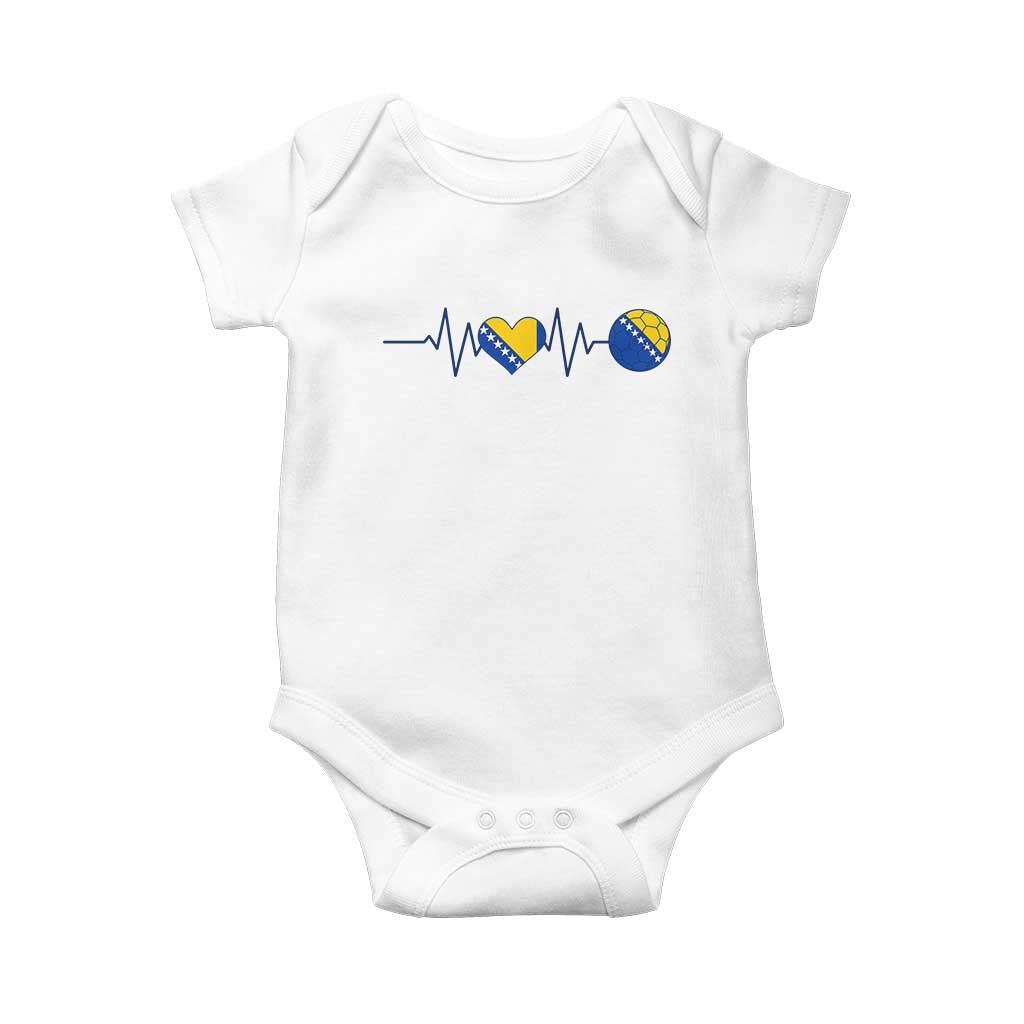 Bosnian Fudbal Heartbeat Baby Onesie Bosnia And Herzegovina Soccer Fan Gift