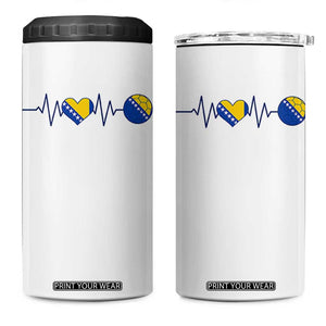 Bosnian Fudbal Heartbeat 4 in 1 Can Cooler Tumbler Bosnia And Herzegovina Soccer Fan Gift
