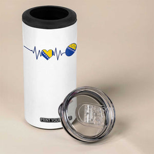 Bosnian Fudbal Heartbeat 4 in 1 Can Cooler Tumbler Bosnia And Herzegovina Soccer Fan Gift
