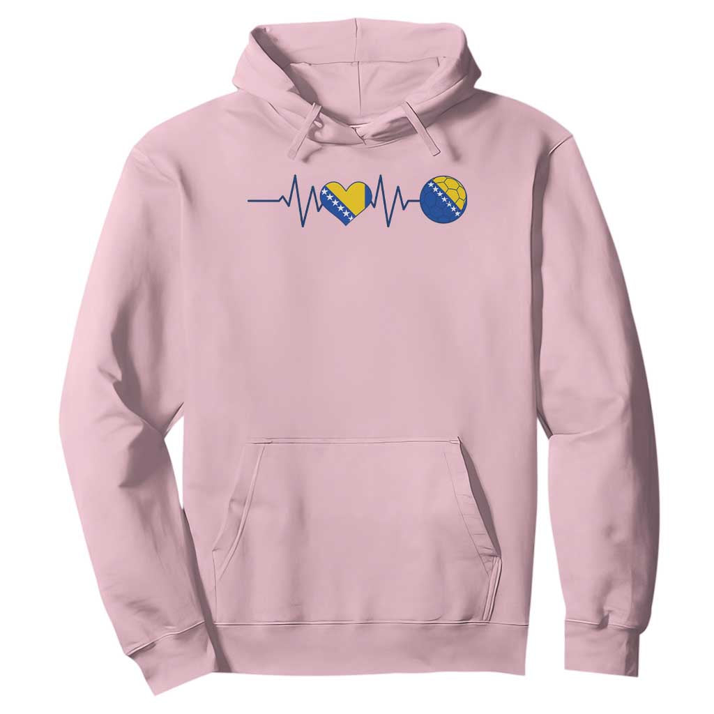 Bosnian Fudbal Heartbeat Hoodie Bosnia And Herzegovina Soccer Fan Gift