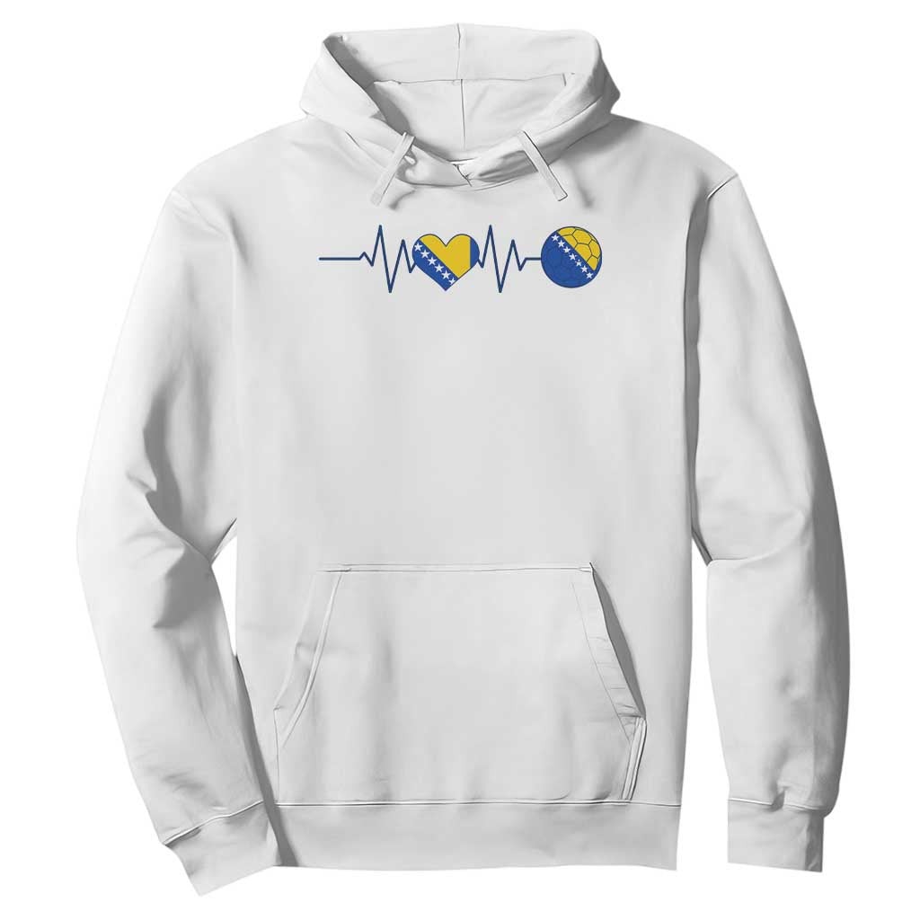 Bosnian Fudbal Heartbeat Hoodie Bosnia And Herzegovina Soccer Fan Gift