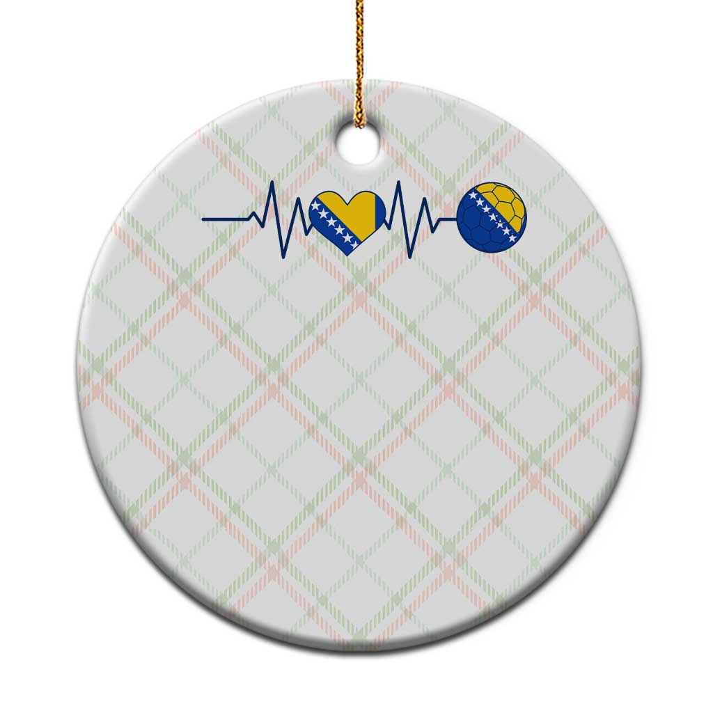 Bosnian Fudbal Heartbeat Ceramic Ornament Bosnia And Herzegovina Soccer Fan Gift