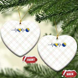 Bosnian Fudbal Heartbeat Ceramic Ornament Bosnia And Herzegovina Soccer Fan Gift