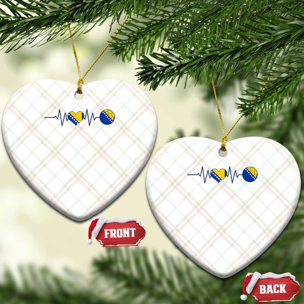 Bosnian Fudbal Heartbeat Ceramic Ornament Bosnia And Herzegovina Soccer Fan Gift