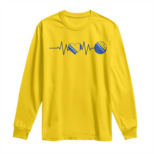 Bosnian Fudbal Heartbeat Long Sleeve Shirt Bosnia And Herzegovina Soccer Fan Gift