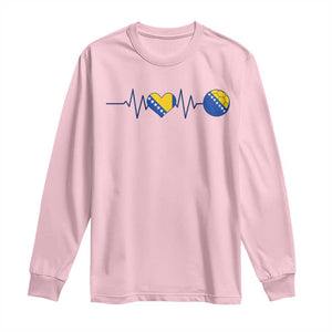 Bosnian Fudbal Heartbeat Long Sleeve Shirt Bosnia And Herzegovina Soccer Fan Gift