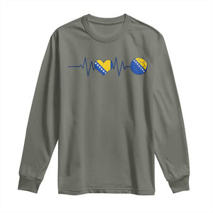Bosnian Fudbal Heartbeat Long Sleeve Shirt Bosnia And Herzegovina Soccer Fan Gift