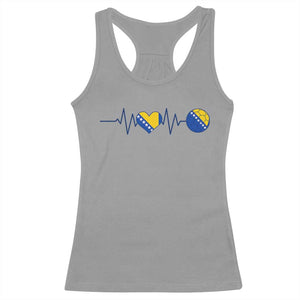 Bosnian Fudbal Heartbeat Racerback Tank Top Bosnia And Herzegovina Soccer Fan Gift