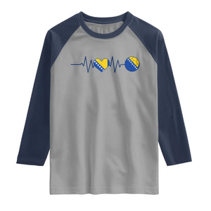 Bosnian Fudbal Heartbeat Raglan Shirt Bosnia And Herzegovina Soccer Fan Gift
