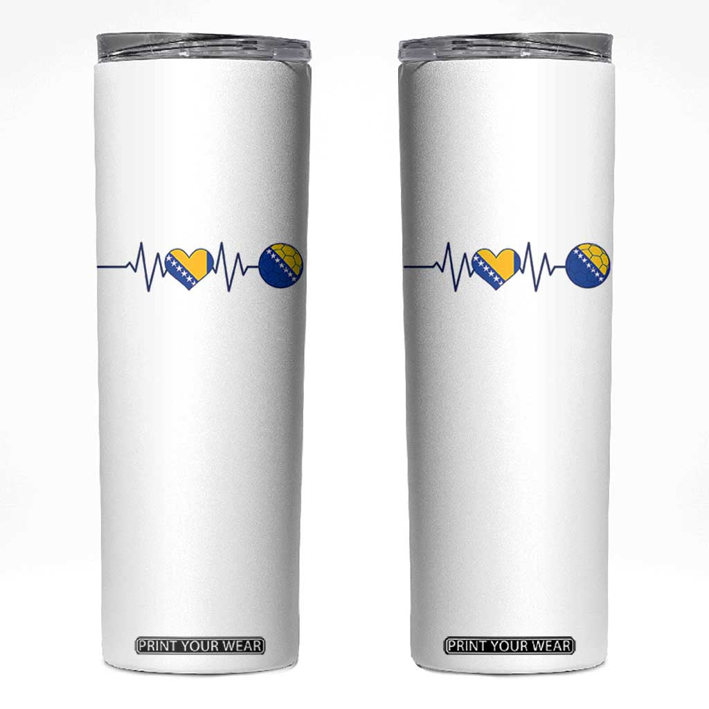 Bosnian Fudbal Heartbeat Skinny Tumbler Bosnia And Herzegovina Soccer Fan Gift
