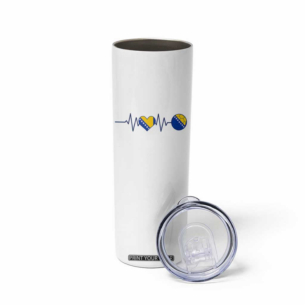 Bosnian Fudbal Heartbeat Skinny Tumbler Bosnia And Herzegovina Soccer Fan Gift