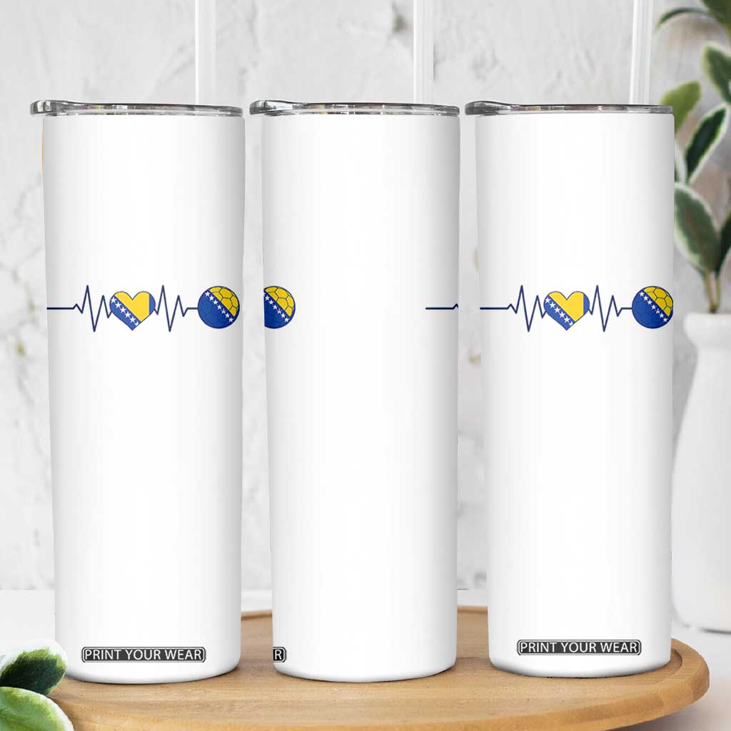 Bosnian Fudbal Heartbeat Skinny Tumbler Bosnia And Herzegovina Soccer Fan Gift