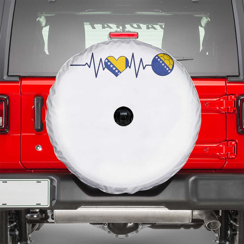 Bosnian Fudbal Heartbeat Spare Tire Cover Bosnia And Herzegovina Soccer Fan Gift