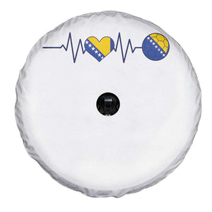 Bosnian Fudbal Heartbeat Spare Tire Cover Bosnia And Herzegovina Soccer Fan Gift