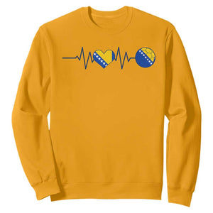 Bosnian Fudbal Heartbeat Sweatshirt Bosnia And Herzegovina Soccer Fan Gift