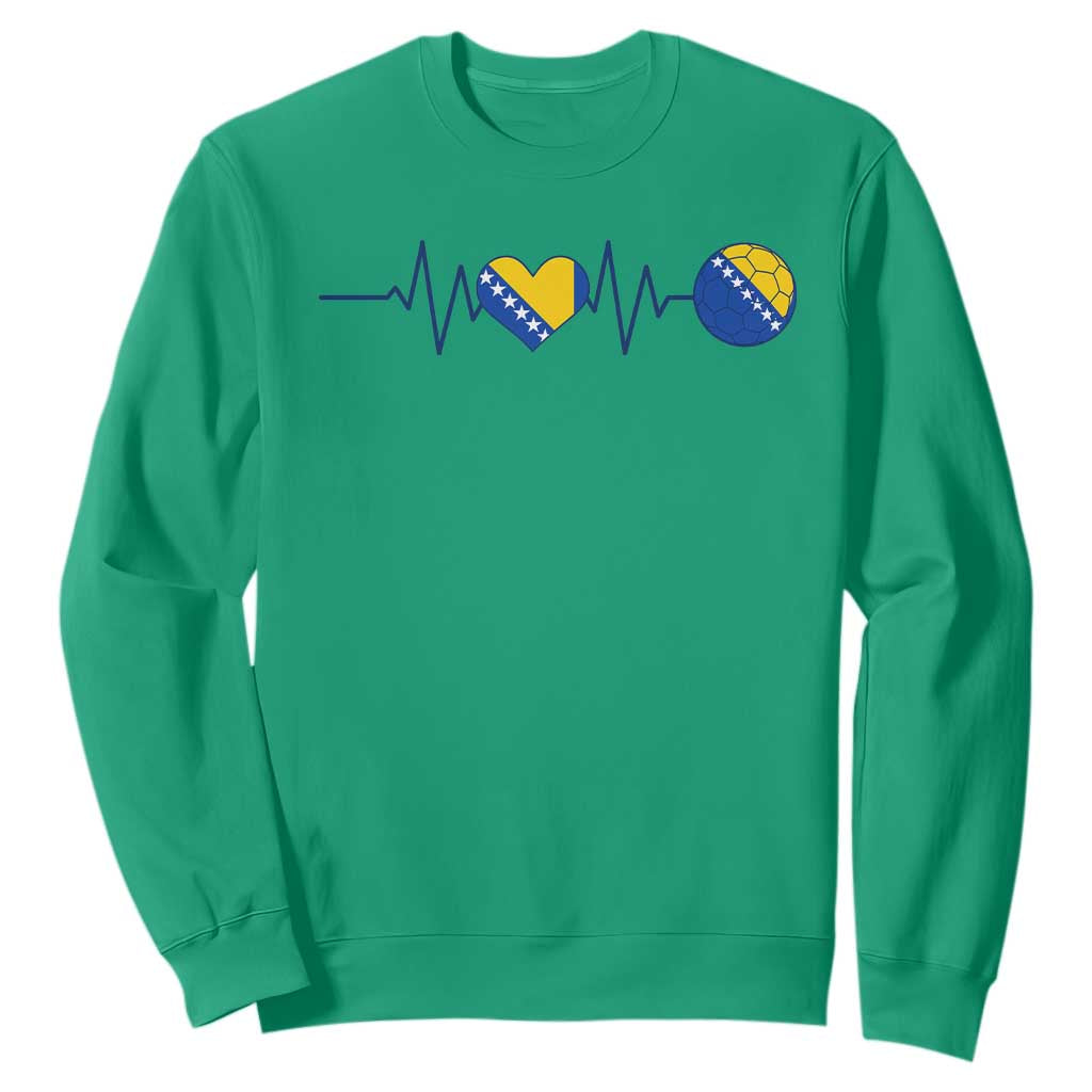 Bosnian Fudbal Heartbeat Sweatshirt Bosnia And Herzegovina Soccer Fan Gift