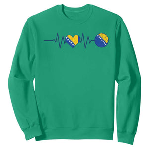 Bosnian Fudbal Heartbeat Sweatshirt Bosnia And Herzegovina Soccer Fan Gift